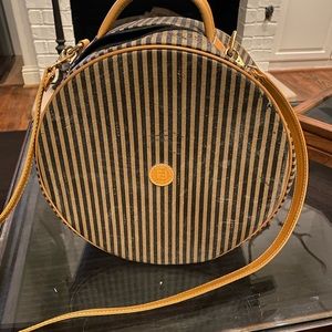 Vintage Fendi canvas leather hat box. Purchased at Fendi in Rome 1989.